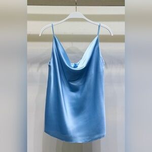 (9861-SOL-SKY) SPAGHETTI STRAP COWL FRONT CAMI